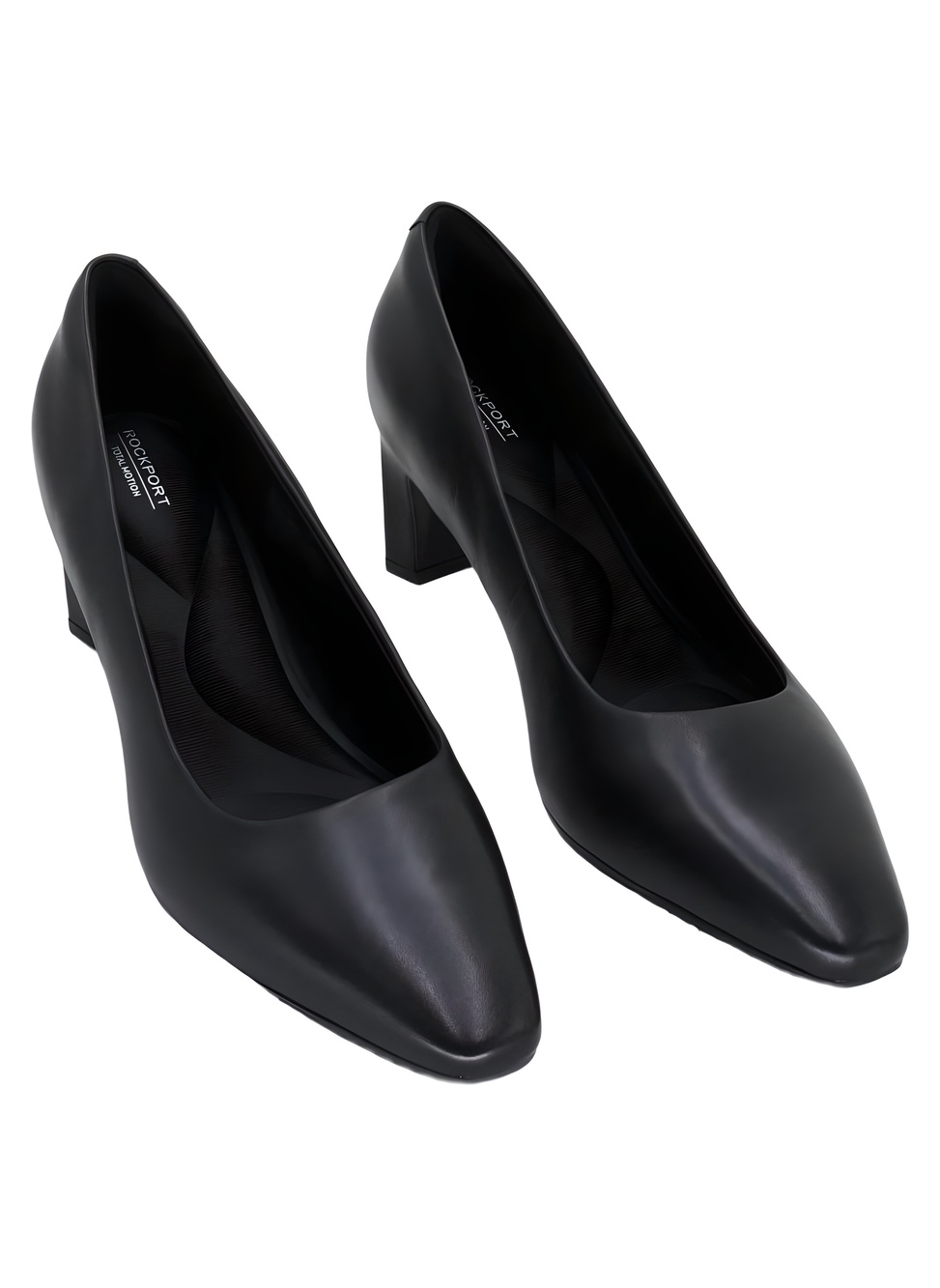 Rockport Womens Merida Black Leather Square Toe 2" Block Heel Pumps Size 11M